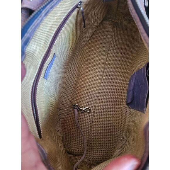 Dooney & Bourke Blue/Lavender Embossed Large Crocodile Handbag - Picture 8 of 13